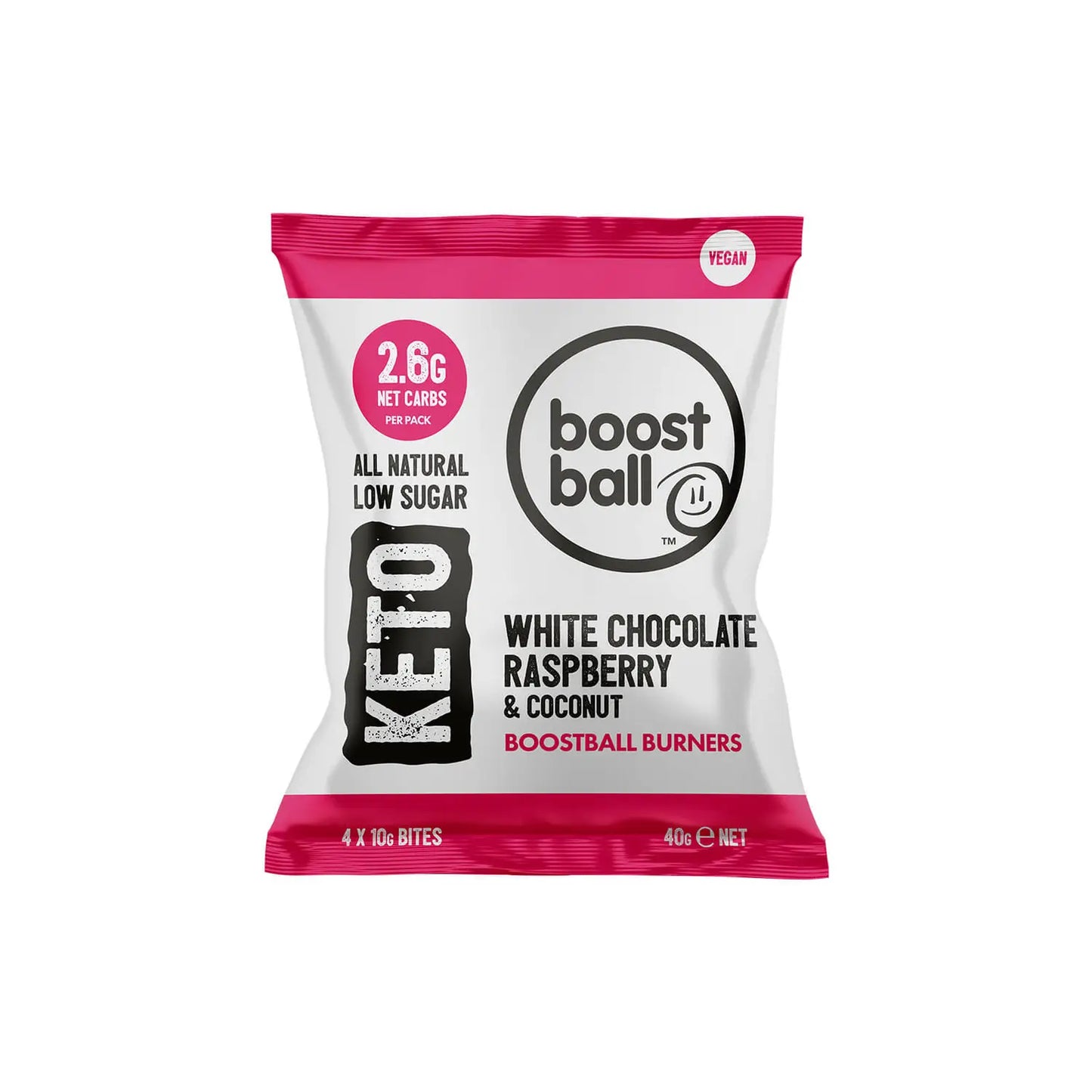 Boostball Raspberry, White Chocolate & Coconut Keto Burner Bites 40g