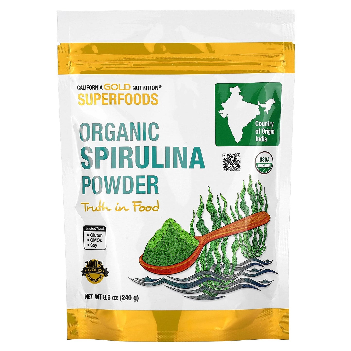 California Gold Nutrition, Superfoods, Organic Spirulina Powder, 8.5 oz (240 g)