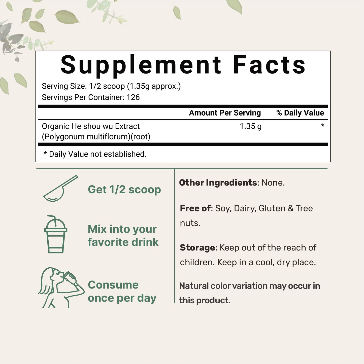 Micro Ingredients Organic Fo-Ti Powder, 6oz