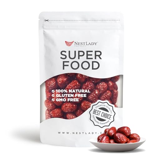 NESTLADY Premium Jujube Date, Red Date (Hong Zao), 100% Natural, Improve sleep, Health Snack, Dried Fruit, Sweet and Chewy Net weight: 454g (1LB),Packed in USA