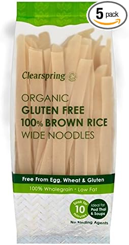 (Pack Of 5) Clearspring Wholefoods - Organic Gluten Free 100% Brown Wide Rice Noodles - (200g)