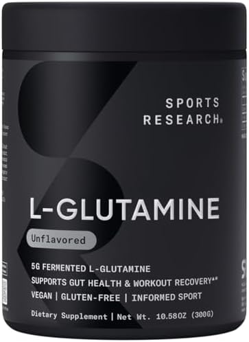 Sports Research L-Glutamine - Workout Recovery, Immune Health & Gut Health Support - 5 G Per Serving - 17.64 Oz