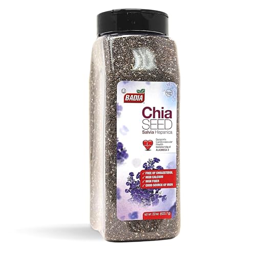 Badia Chia Seed, 22 oz – High Fiber, Omega-3, Protein, Energy Boost - Smoothies, Yogurt, Baking, Oatmeal