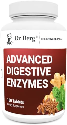 Dr. Berg Advanced Digestive Enzymes with Apple Cider Vinegar - Includes Digestive Health Ingredients Like Betaine Hydrochloride (HCI), Ginger Root & Peppermint Leaf - 180 Tablets