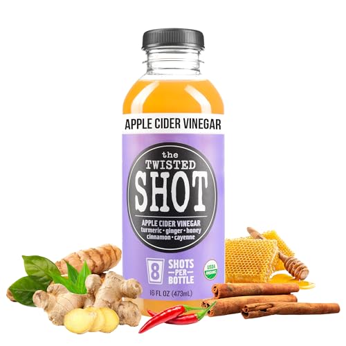 The Twisted Shot | Organic Apple Cider Vinegar Wellness Shots with Ginger, Turmeric, Honey, Cinnamon and Cayenne | Digestion, Immunity and Gut Health Support | Ready to Drink | , 2 oz Mini Bottles