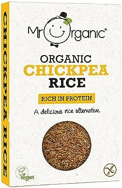 Mr Organic - Organic Chickpea Protein Rice 250g - Non GMO & Preservative Free - Gluten Free & Vegan - Made With Organic Chickpea Flour - Pack of 1