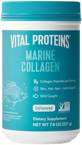 Vital Proteins Marine Collagen Peptides Powder Supplement for Skin Hair Nail Joint - Hydrolyzed Collagen - 12g per Serving - 7.8 oz Canister