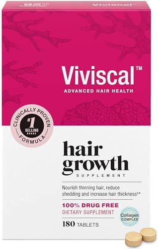 Viviscal Hair Growth Supplements For Women For Thicker, Fuller Hair, Nourishes Thinning & Loss, With Proprietary Collagen Complex, 180 Tablets, 3 Month Supply