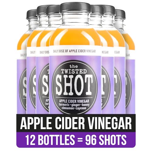 The Twisted Shot | Organic Apple Cider Vinegar Wellness Shots with Ginger, Turmeric, Honey, Cinnamon and Cayenne | Digestion, Immunity and Gut Health Support | Ready to Drink | , 2 oz Mini Bottles