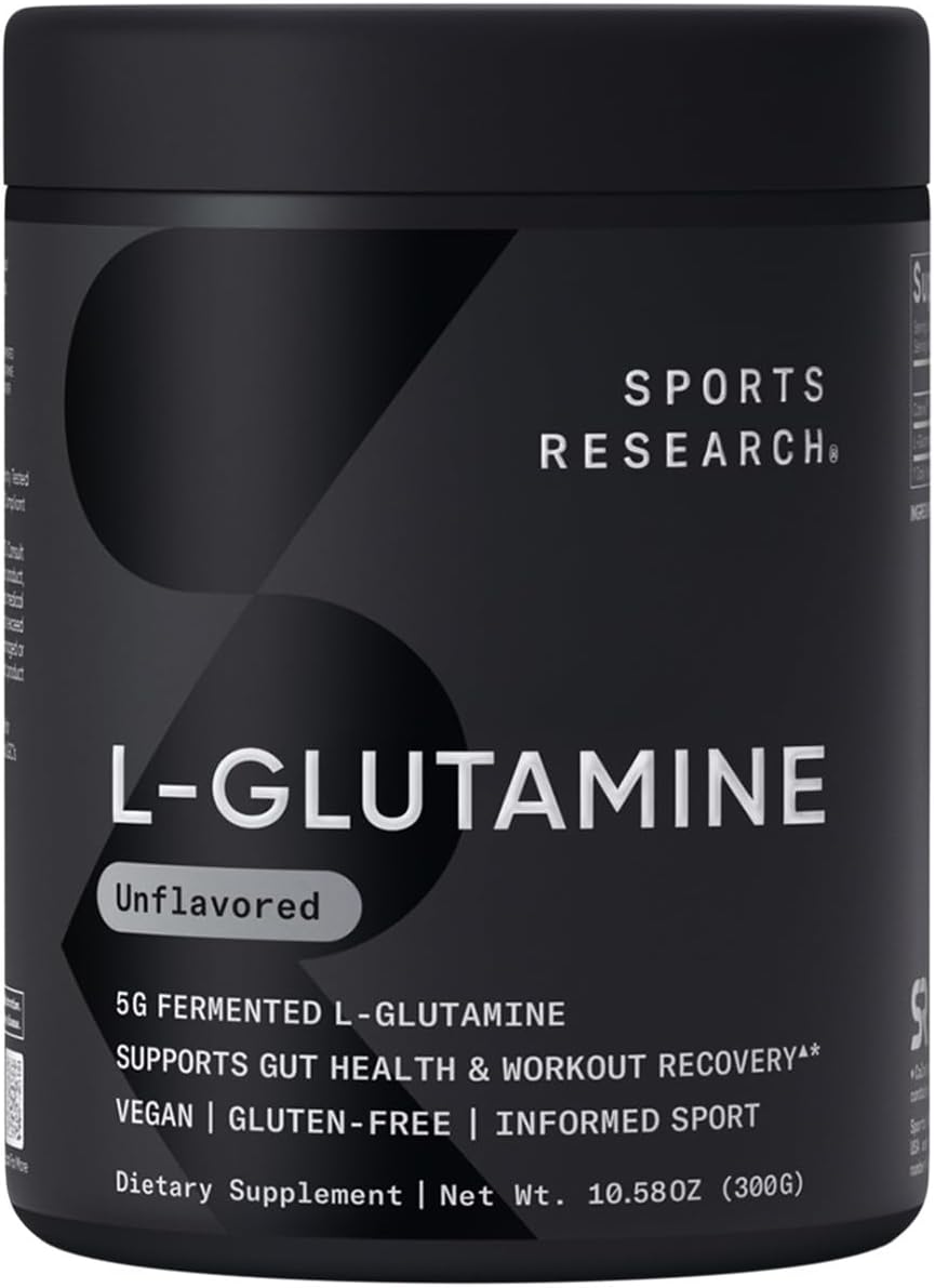 Sports Research L-Glutamine - Workout Recovery, Immune Health & Gut Health Support - 5 G Per Serving - 17.64 Oz