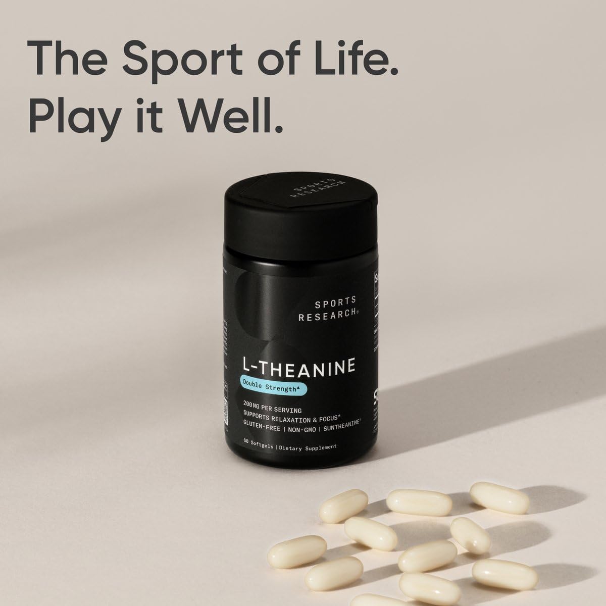 Sports Research L-Theanine 200mg with Organic Coconut Oil | Suntheanine Supplement for Focus, Relaxation & Alertness | Double Strength, Non-GMO & Gluten Free