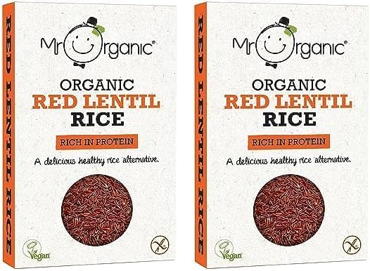 Mr Organic - Organic Mr Organic Red Lentil Protein Rice 250g - Non GMO & Preservative Free - Gluten Free & Vegan - Made With Red Lentil Flour