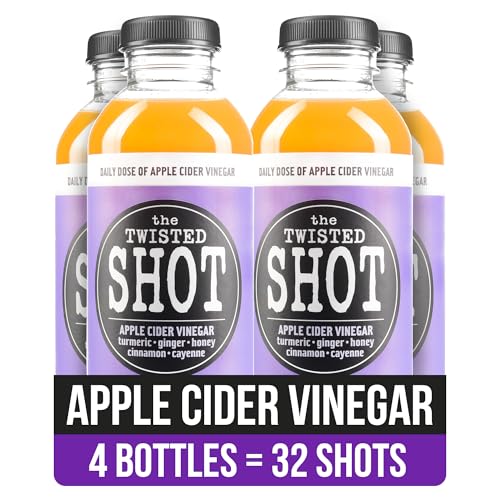 The Twisted Shot | Organic Apple Cider Vinegar Wellness Shots with Ginger, Turmeric, Honey, Cinnamon and Cayenne | Digestion, Immunity and Gut Health Support | Ready to Drink | , 2 oz Mini Bottles