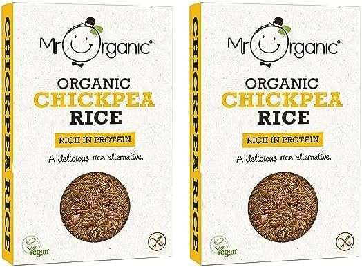 Mr Organic - Organic Chickpea Protein Rice 250g - Non GMO & Preservative Free - Gluten Free & Vegan - Made With Organic Chickpea Flour - Pack of 1