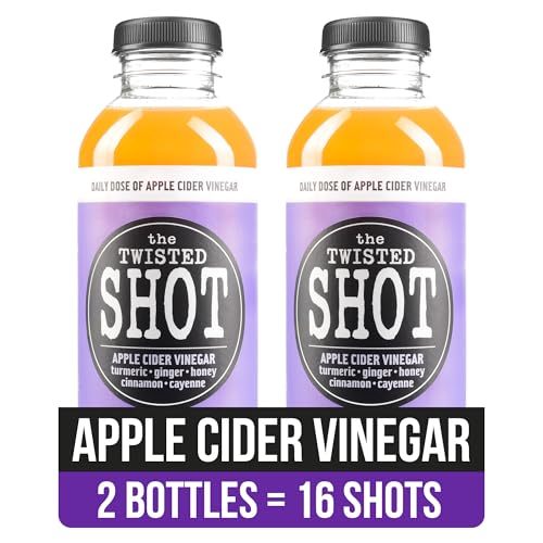 The Twisted Shot | Organic Apple Cider Vinegar Wellness Shots with Ginger, Turmeric, Honey, Cinnamon and Cayenne | Digestion, Immunity and Gut Health Support | Ready to Drink | , 2 oz Mini Bottles