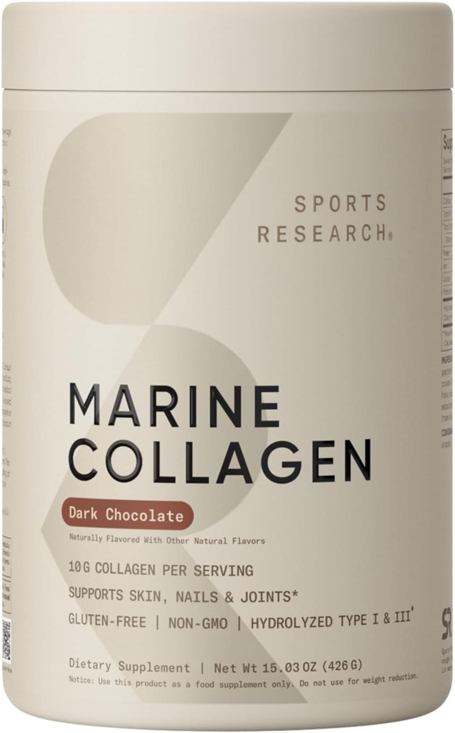 Sports Research Marine Collagen Peptides Powder - Sourced from Wild-Caught Fish, Pescatarian Friendly, Keto Certified & Non-GMO Verified - Easy to Mix in Water or Juice! (34 Servings)