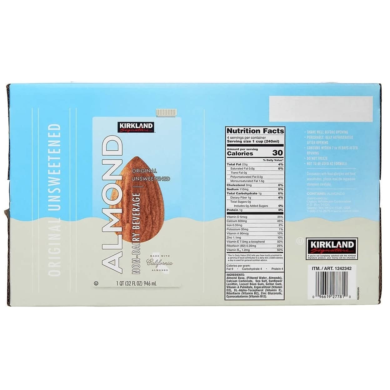 Kirkland Signature Almond Milk, 32 Fluid Ounce