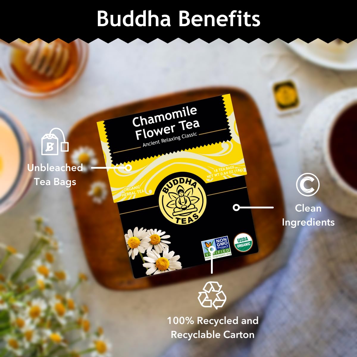 Buddha Teas Organic Dandelion Root Tea – 18 Bleach-Free Tea Bags – Caffeine-Free Tea with a Rich, Earthy Taste, Natural Source of Vitamins, Minerals, and Antioxidants, Kosher, GMO-Free