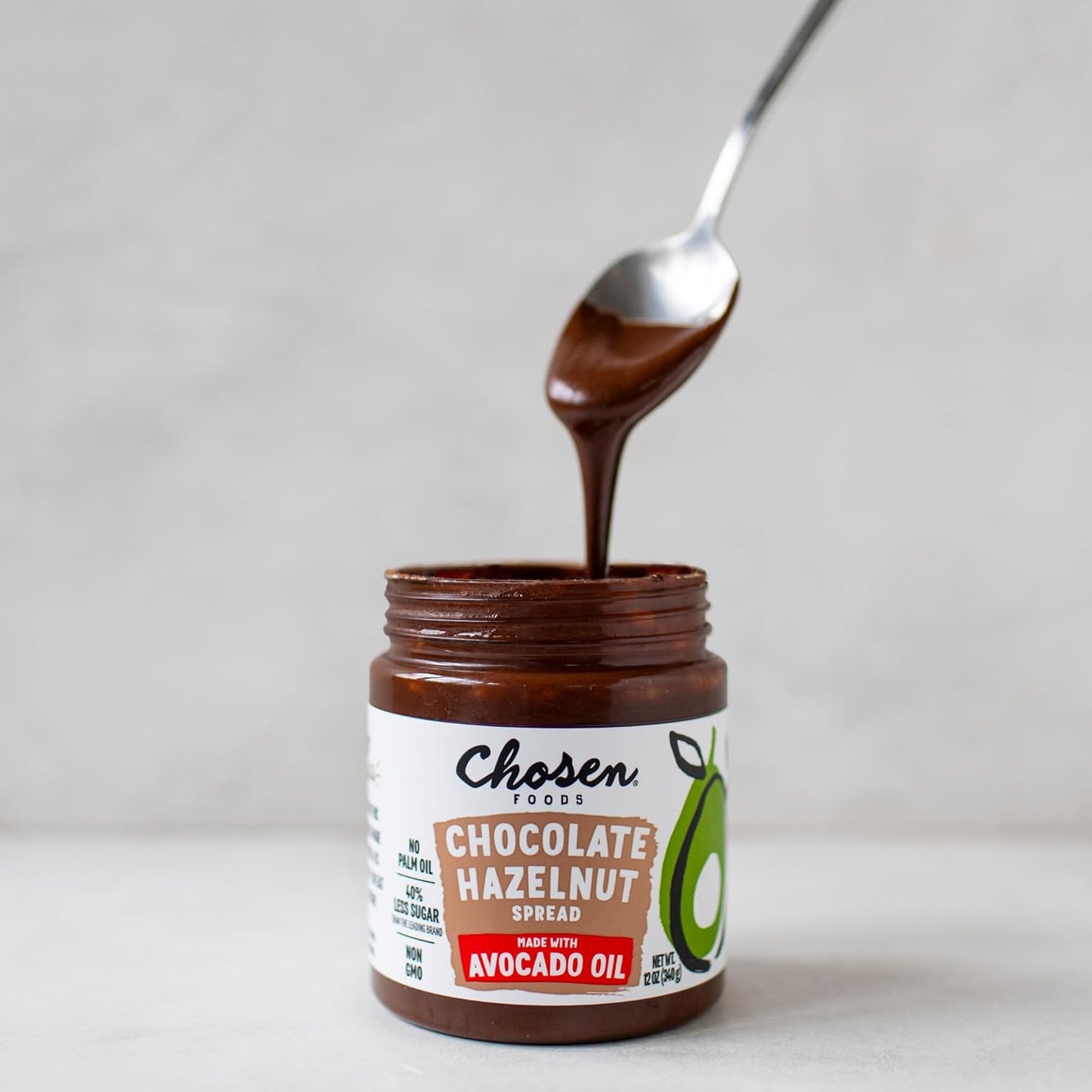 Chosen Foods Chocolate Hazelnut Spread made with 100% Pure Avocado Oil 12 oz 1-Pack