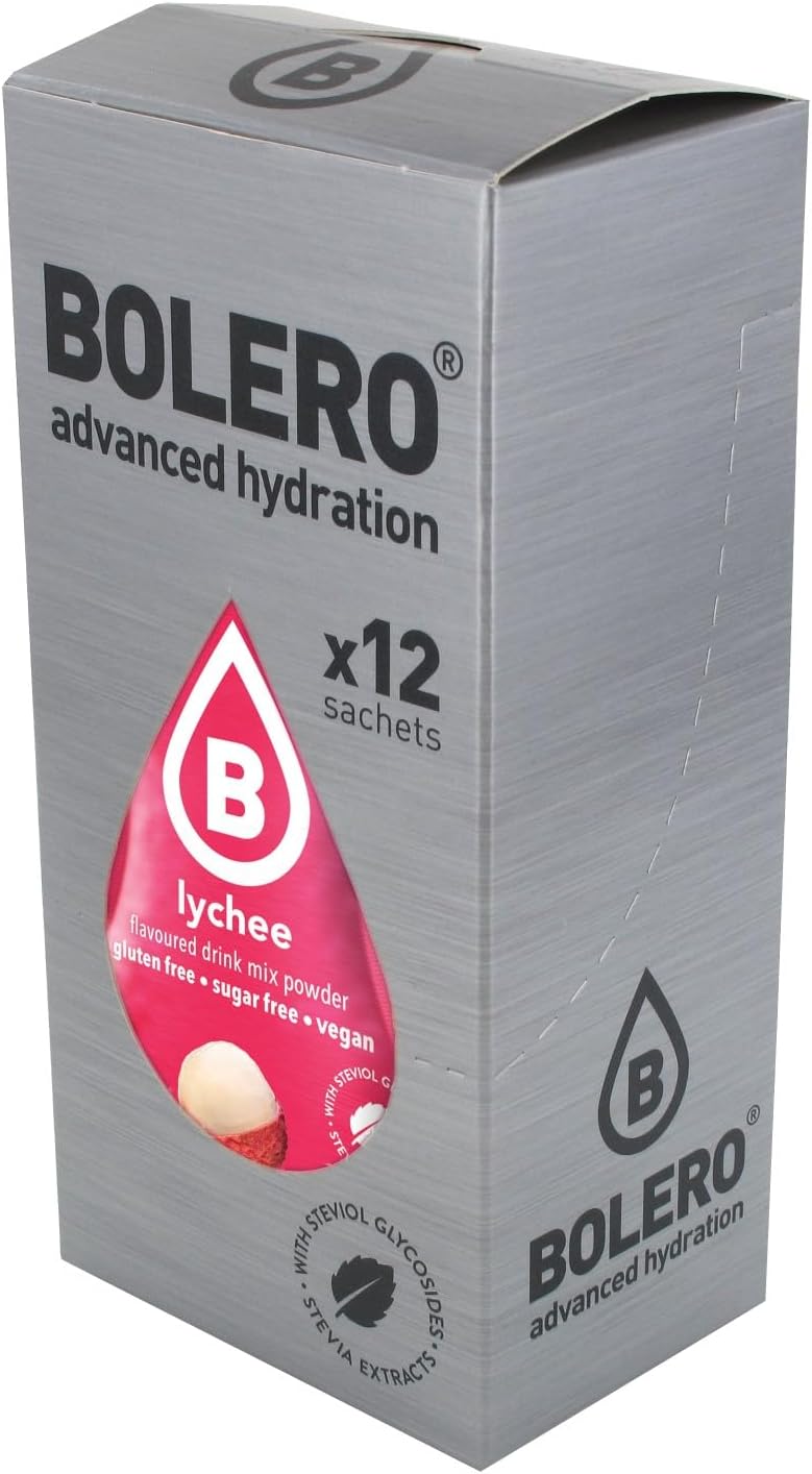 Bolero Instant Drink Lychee Flavour, Box of (3g) Sugar-Free, Sweetened with Stevia + Vitamin C | Suitable for Children and Diabetics | Gluten-Free