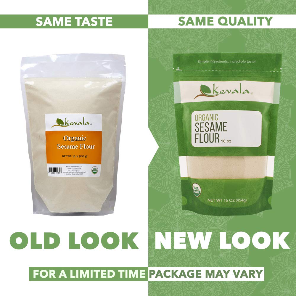Kevala Organic Sesame Flour - 16 oz – 1 LB – Gluten Free – Sesame Seeds Organic – Vegan Flour – Raw Unhulled Seeds