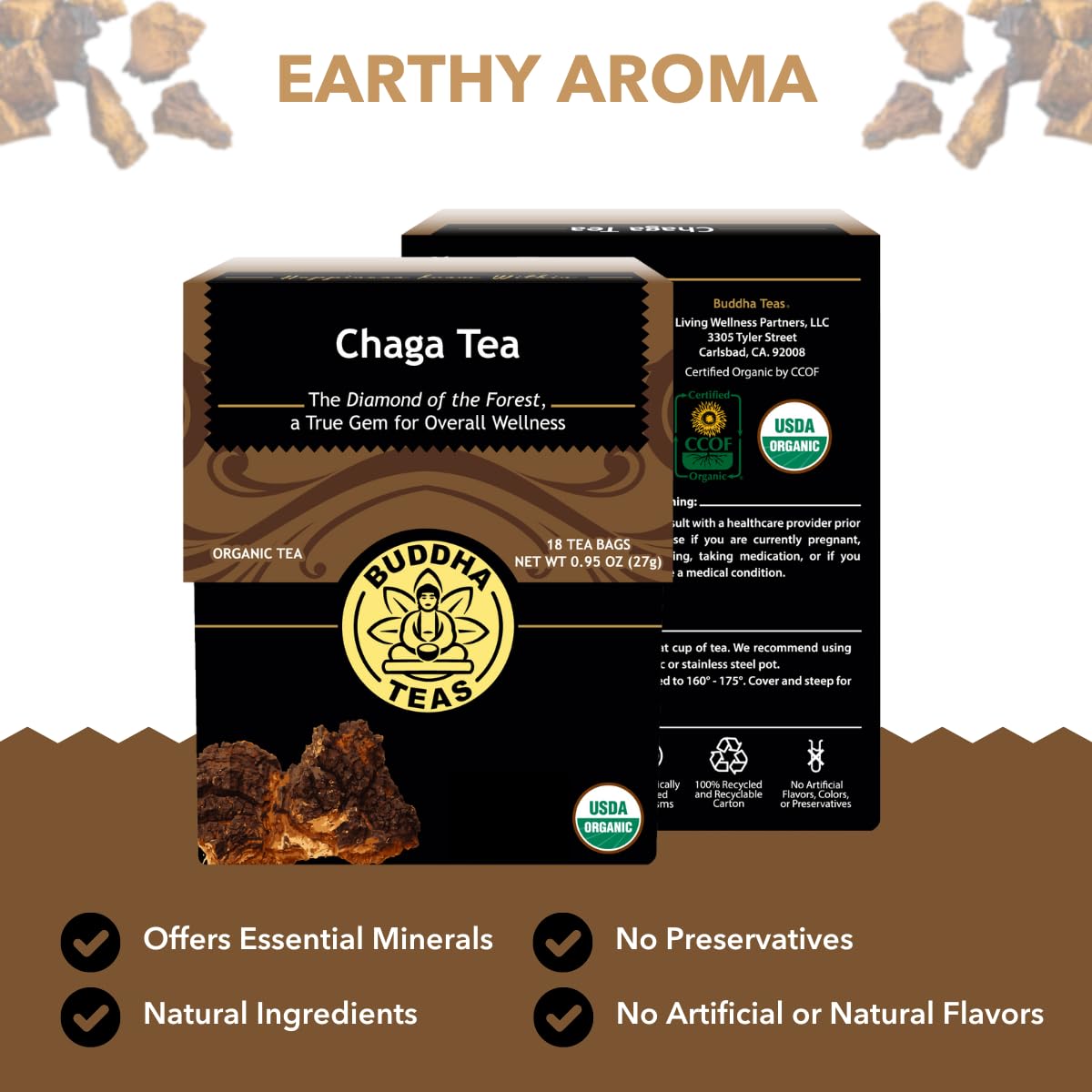 Buddha Teas Organic Dandelion Root Tea – 18 Bleach-Free Tea Bags – Caffeine-Free Tea with a Rich, Earthy Taste, Natural Source of Vitamins, Minerals, and Antioxidants, Kosher, GMO-Free