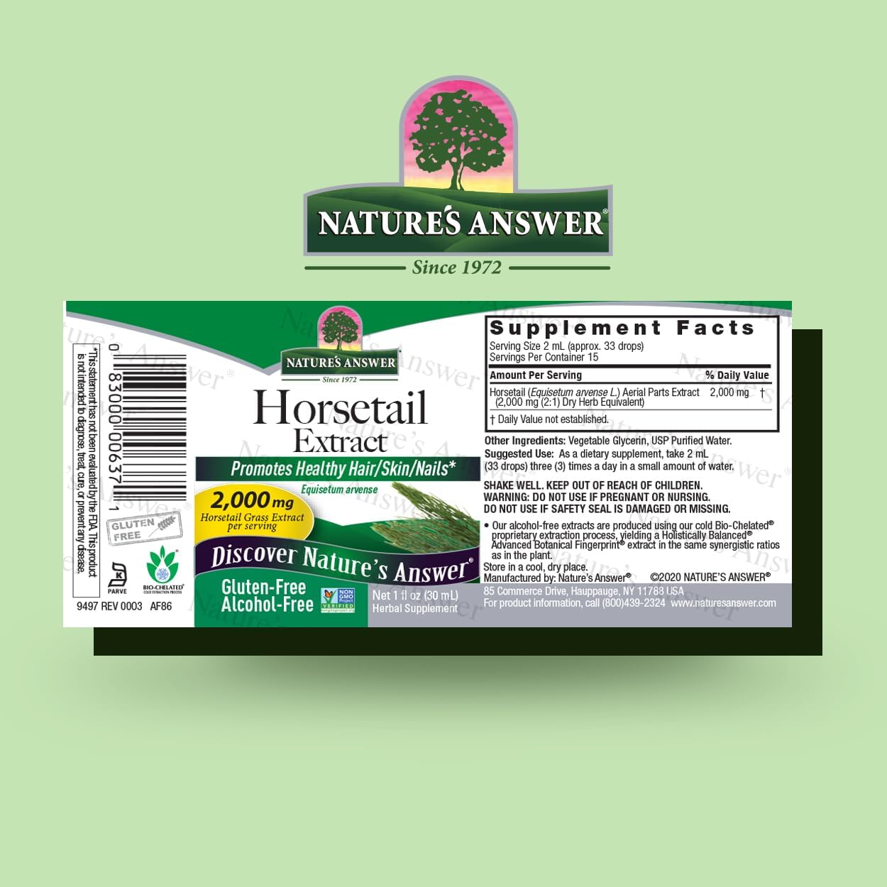 Nature's Answer Alcohol-Free Horsetail Herb Extract Supplement, 1-Fluid Ounce | Hair, Skin, & Nails Support | Promotes Urinary Tract Health | Strengthen Joints