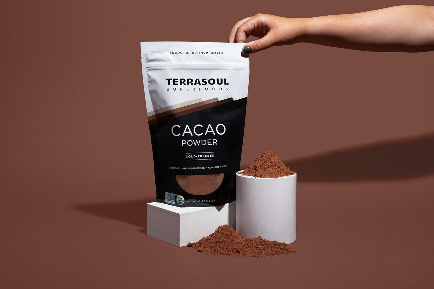 Terrasoul Superfoods Raw Organic Cacao Powder, 16 Oz, Rich Chocolate Goodness for Baking, Smoothies, and Blissful Hot Cocoa