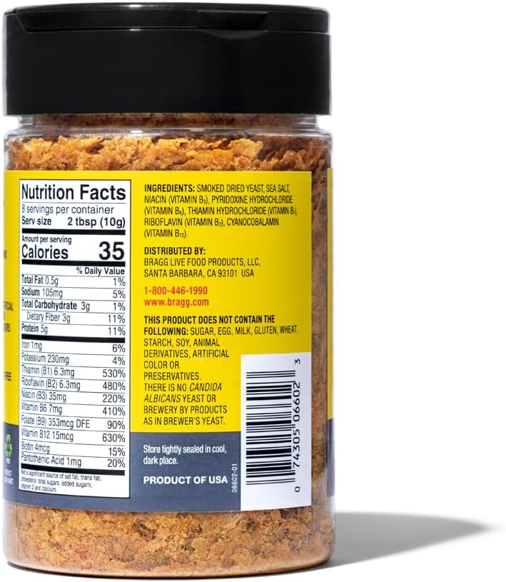 Bragg Premium Nutritional Yeast Seasoning - Vegan, Gluten Free – Good Source of Protein & Vitamins – Nutritious Savory Parmesan Cheese Substitute (Smoky BBQ, 3.0 Ounce (Pack of 1))