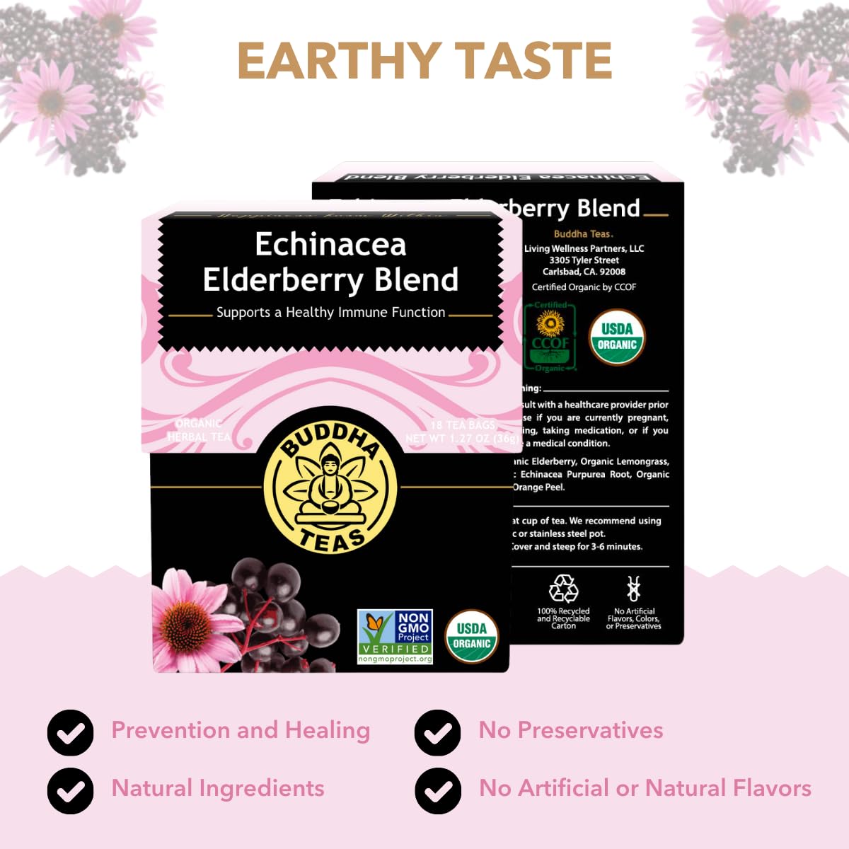 Buddha Teas Organic Dandelion Root Tea – 18 Bleach-Free Tea Bags – Caffeine-Free Tea with a Rich, Earthy Taste, Natural Source of Vitamins, Minerals, and Antioxidants, Kosher, GMO-Free
