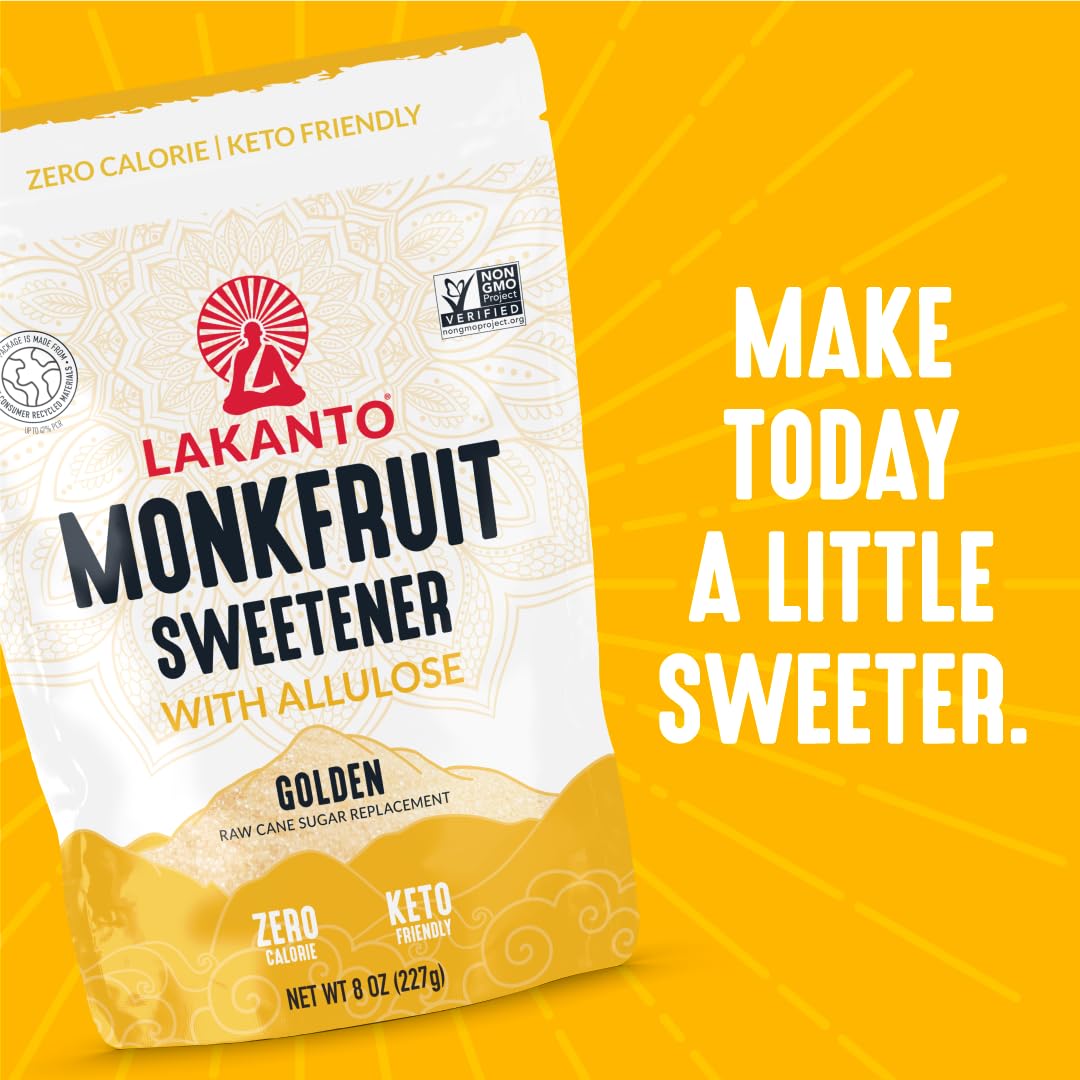 Lakanto Classic Monk Fruit Sweetener with Allulose - White Sugar Substitute, Erythritol Free, Gluten Free, Vegan, Keto Friendly, Sugar Replacement 227g (Classic White -8oz - Pack of 1)