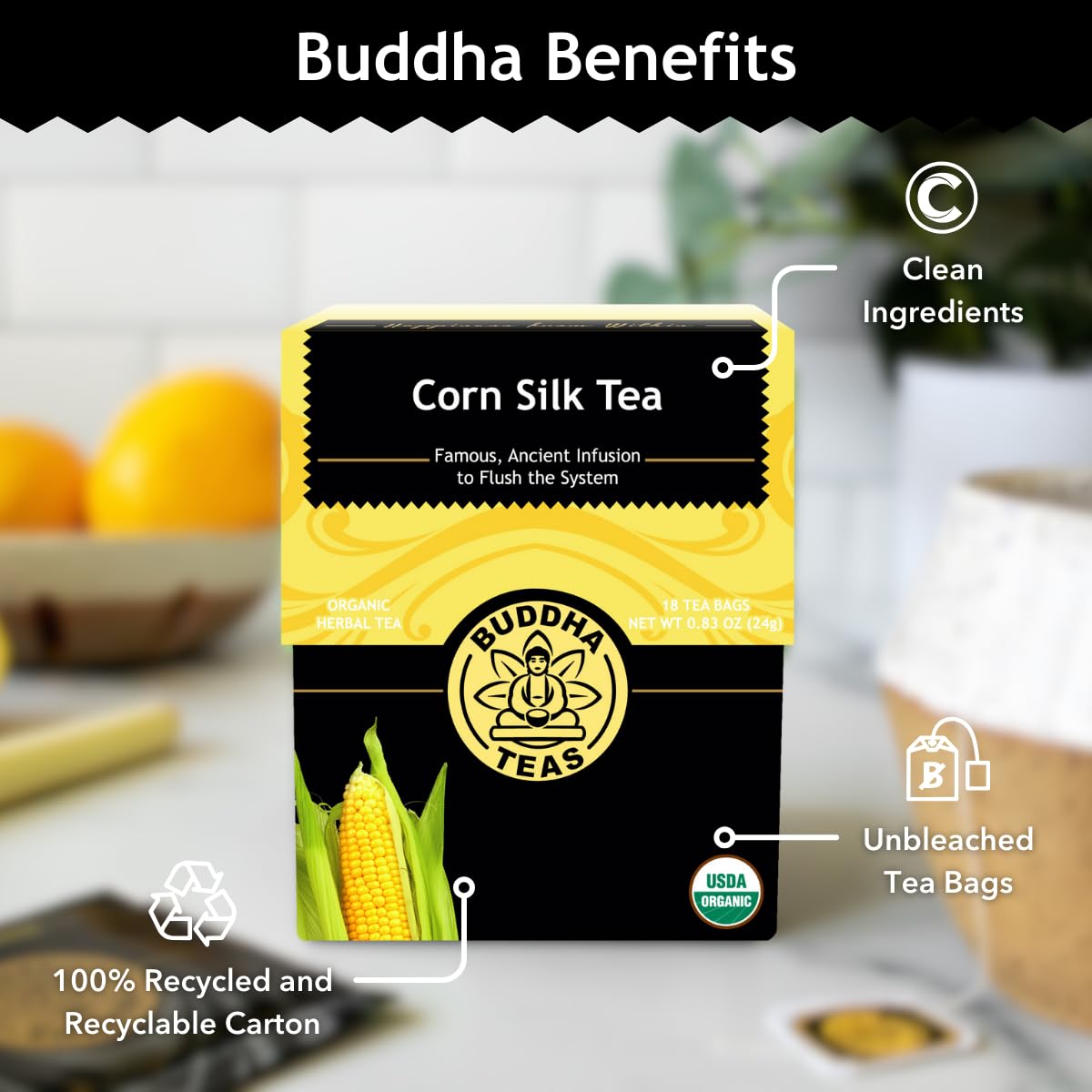 Buddha Teas Organic Dandelion Root Tea – 18 Bleach-Free Tea Bags – Caffeine-Free Tea with a Rich, Earthy Taste, Natural Source of Vitamins, Minerals, and Antioxidants, Kosher, GMO-Free