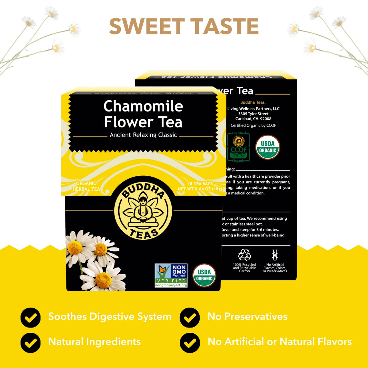 Buddha Teas Organic Dandelion Root Tea – 18 Bleach-Free Tea Bags – Caffeine-Free Tea with a Rich, Earthy Taste, Natural Source of Vitamins, Minerals, and Antioxidants, Kosher, GMO-Free