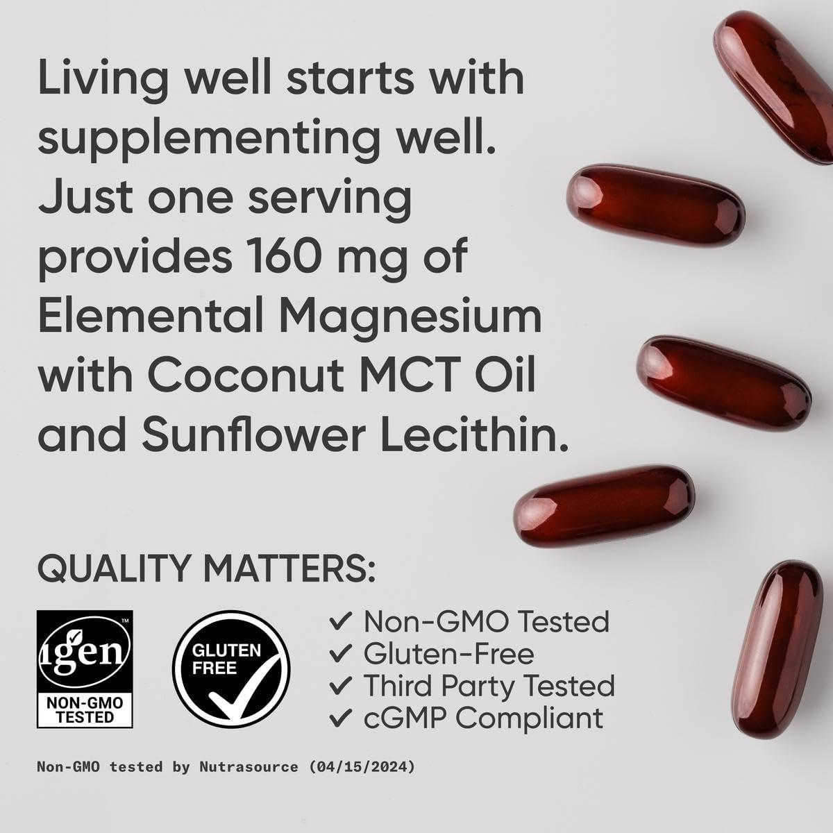Sports Research® Magnesium Glycinate - Supports Restful Sleep & Enzymatic Processes - 160 mg Chelated Magnesium - Vegan Capsule - 90 Count