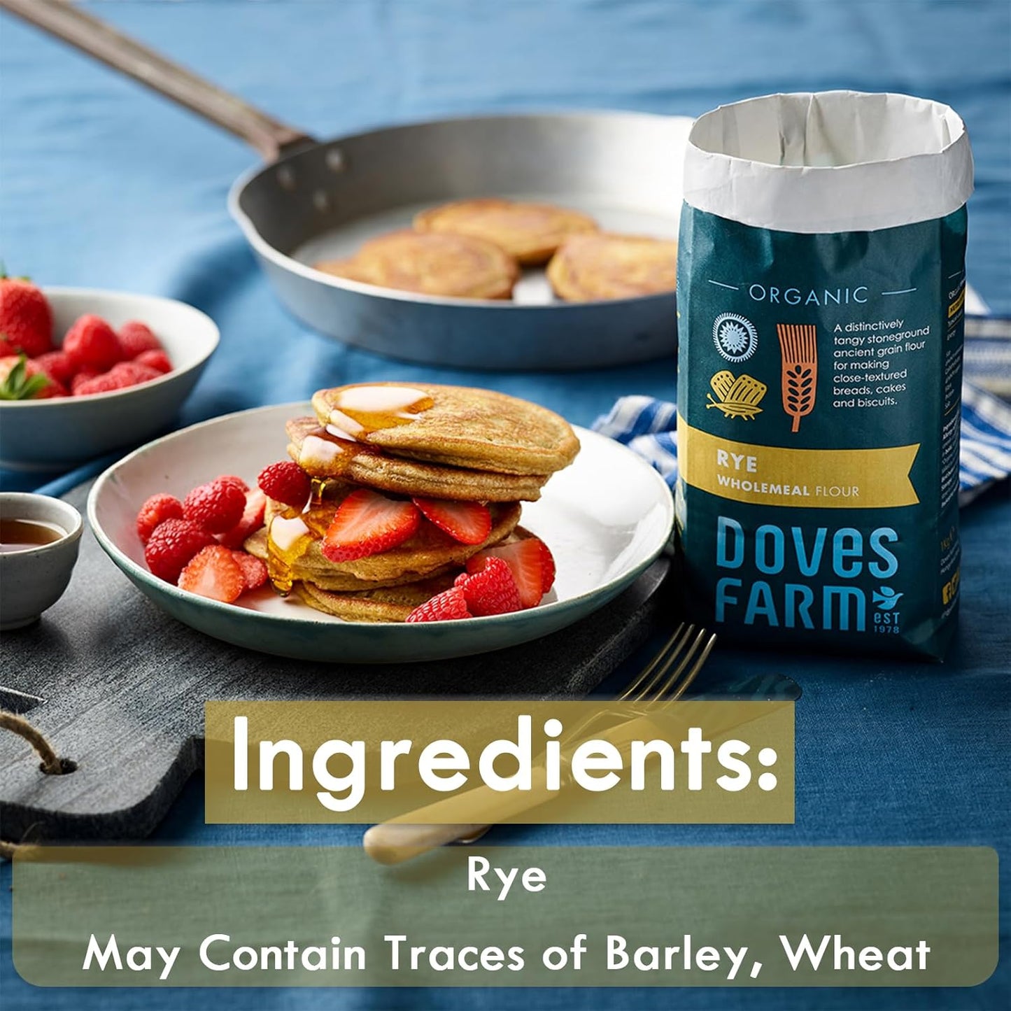 Doves Farm Organic Rye Wholemeal Flour | Stoneground Ancient Grain Flour | Perfect for Close-Textured Breads, Cakes & Biscuit Baking | High in Fiber | Imported from UK | 35.27 Oz (1 Kg)