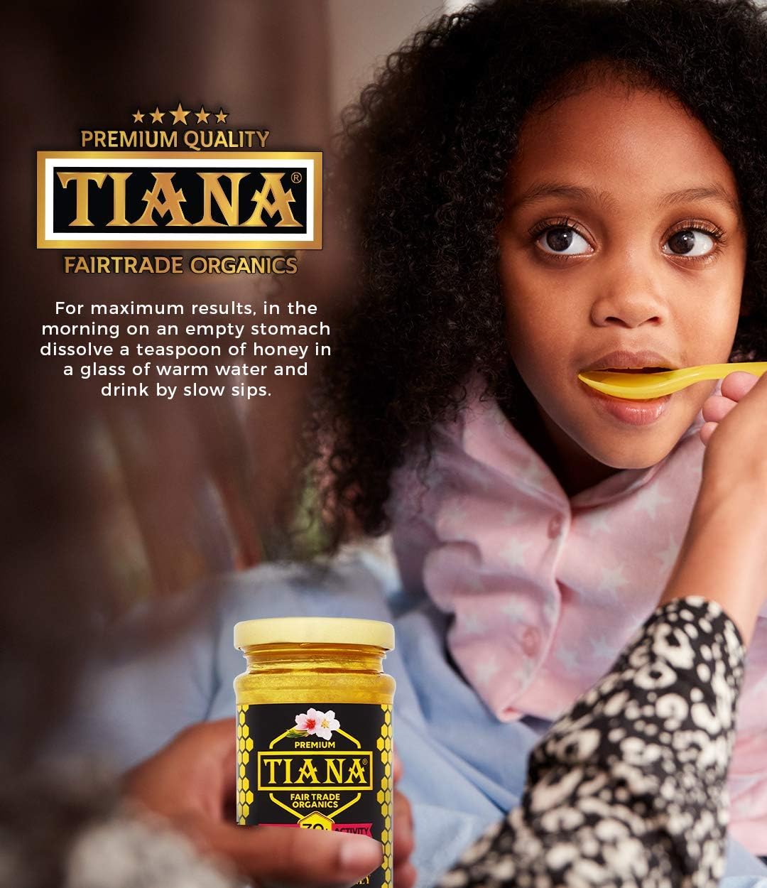TIANA Pure Organic Raw Unpasteurised Wildflower Honey, Enzyme Diastase Activity 10+, 250g