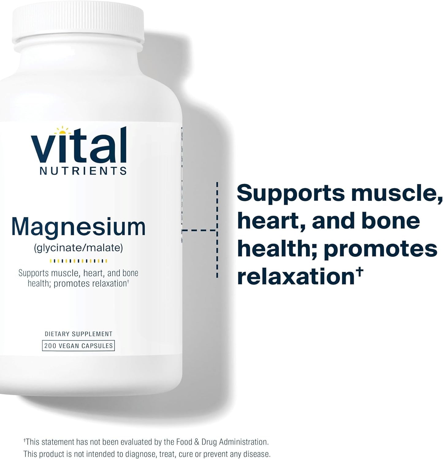 Vital Nutrients - Magnesium (glycinate/Malate) 120mg - Formulated to Support Teeth, Bones, and Heart Health - Soy Free, Gluten Free, Dairy Free - 100 Vegetarian Capsules