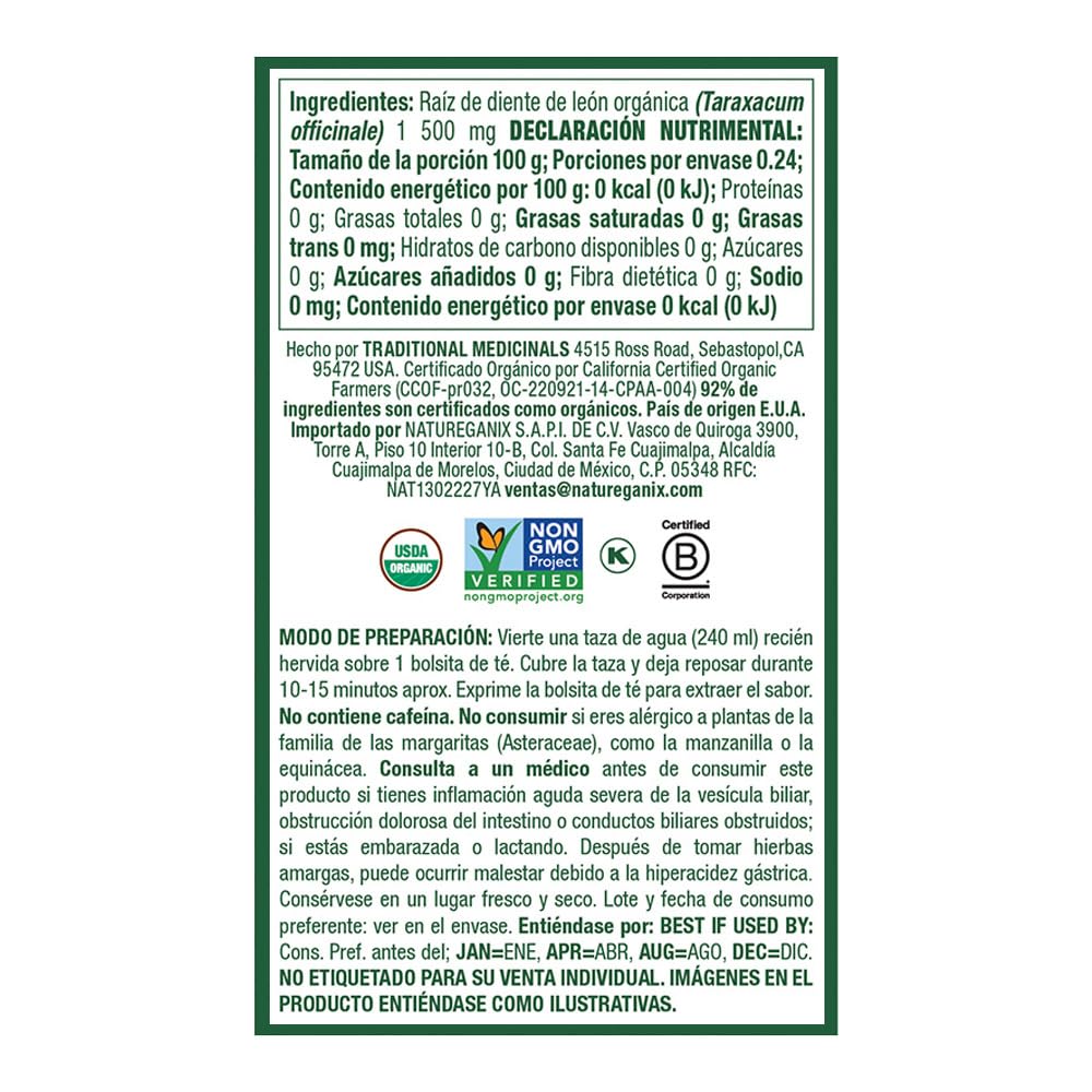 Roasted Dandelion Root Tea - 16 Count - Pack of 1, 0.85 oz