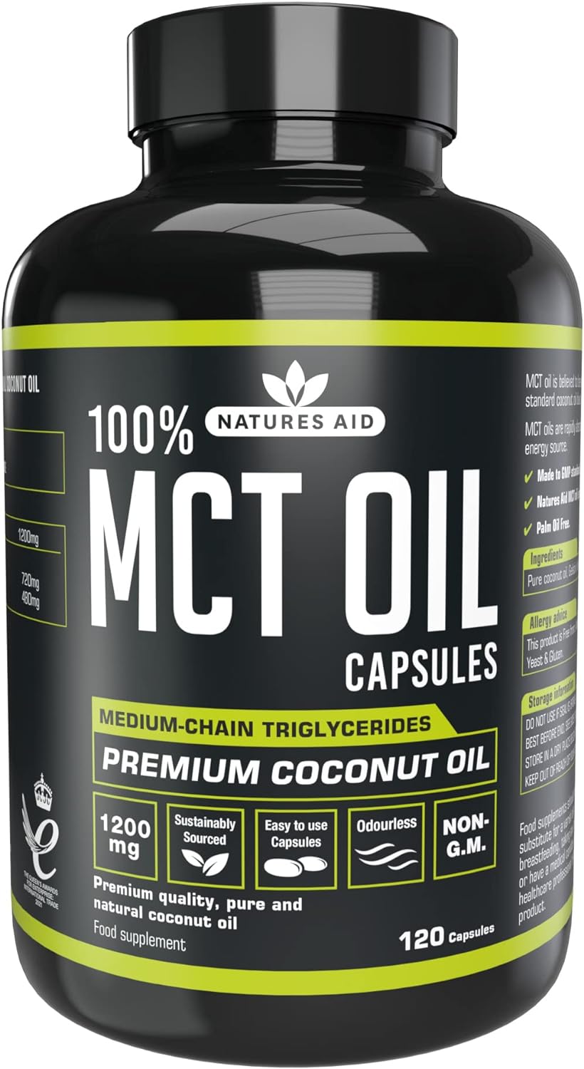 زيت MCT بنسبة 100% من Natures Aid، زيت جوز الهند الفاخر، من مصدر مستدام، يُضاف إلى القهوة أو المخفوقات، نباتي، 500 مل
