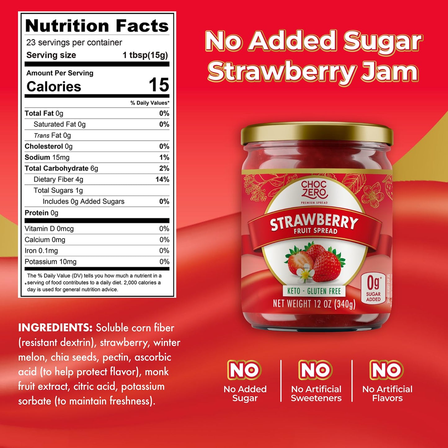 ChocZero Sugar Free Orange Marmalade - Sweet Keto Jam Spread with Oranges - No Added Sugars (1 Jar, 12oz)