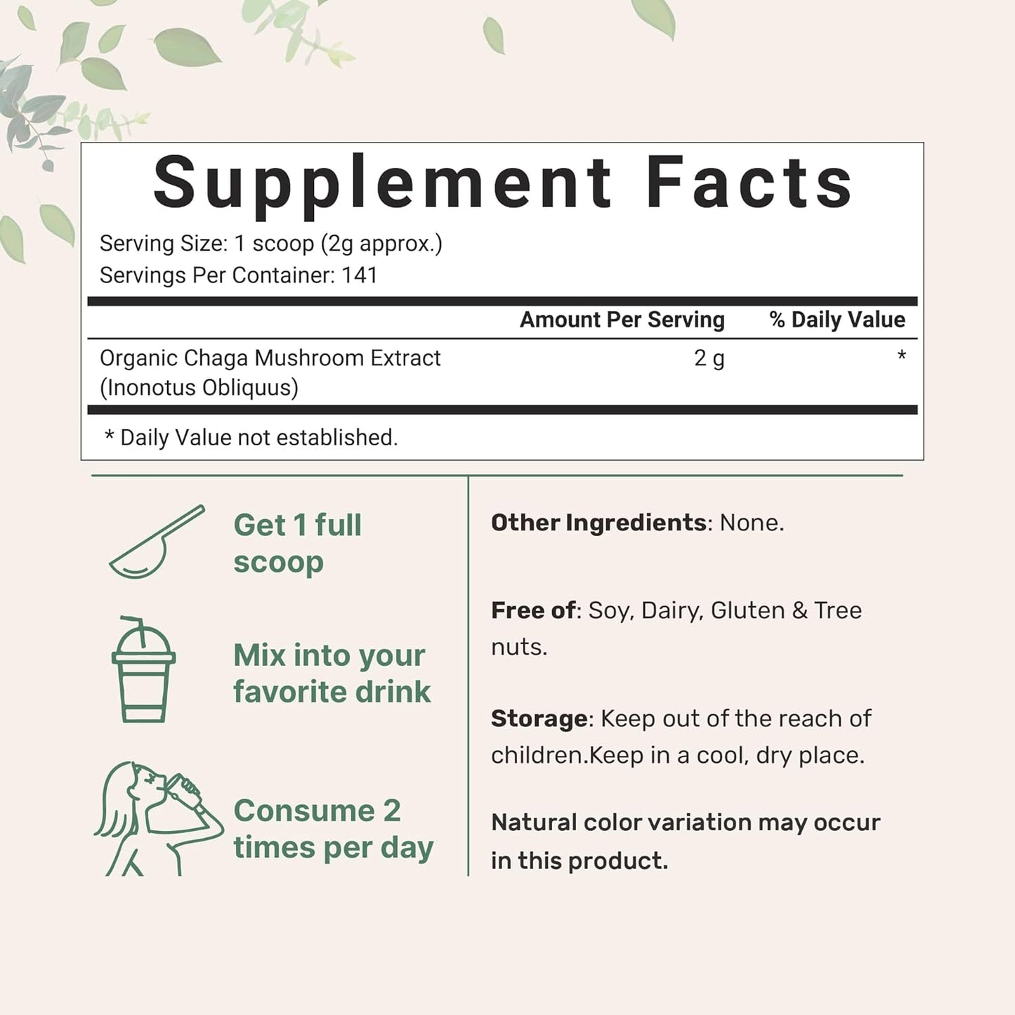 Micro Ingredients Organic Chaga Mushroom Extract, 10 oz | 100:1 Wild Harvested | Supports Immune & Antioxidant Defense | Great for Tea & Smoothies | Non-GMO, Vegan Friendly