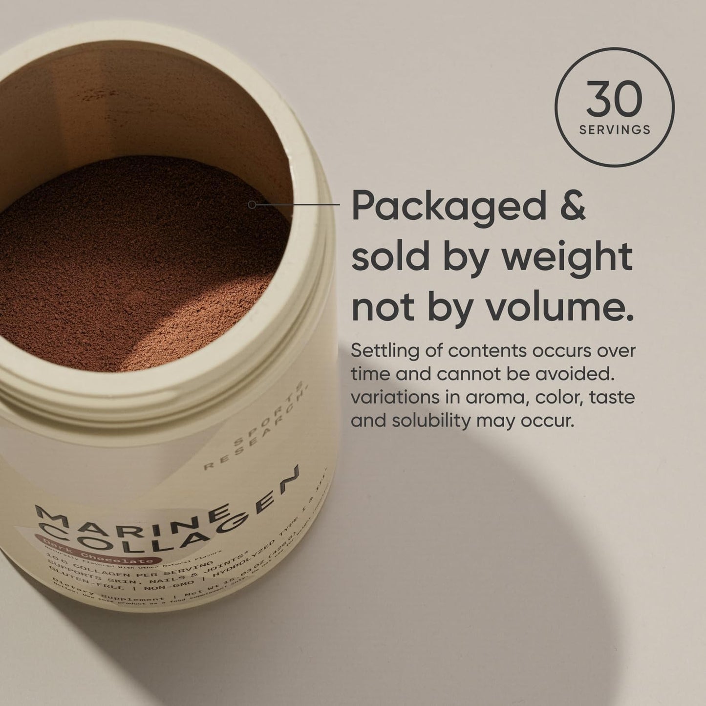 Sports Research Marine Collagen Peptides Powder - Sourced from Wild-Caught Fish, Pescatarian Friendly, Keto Certified & Non-GMO Verified - Easy to Mix in Water or Juice! (34 Servings)