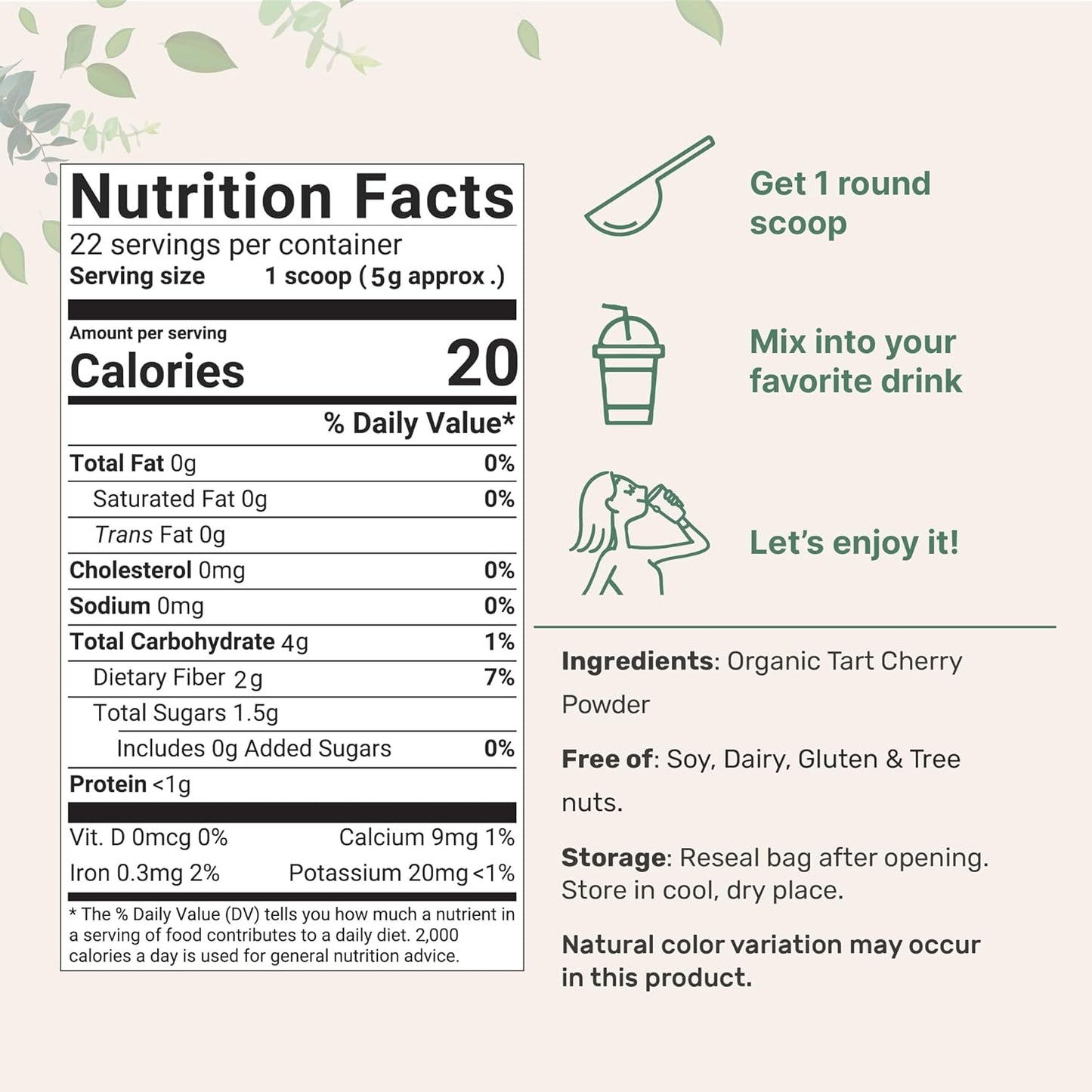 Organic Acerola Powder, 8oz | Natural Organic Vitamin C Superfood | No Sugar & Additives | Great Flavor for Drinks, Smoothie, & Beverages | Non-GMO & Vegan Friendly, Brazil Origin