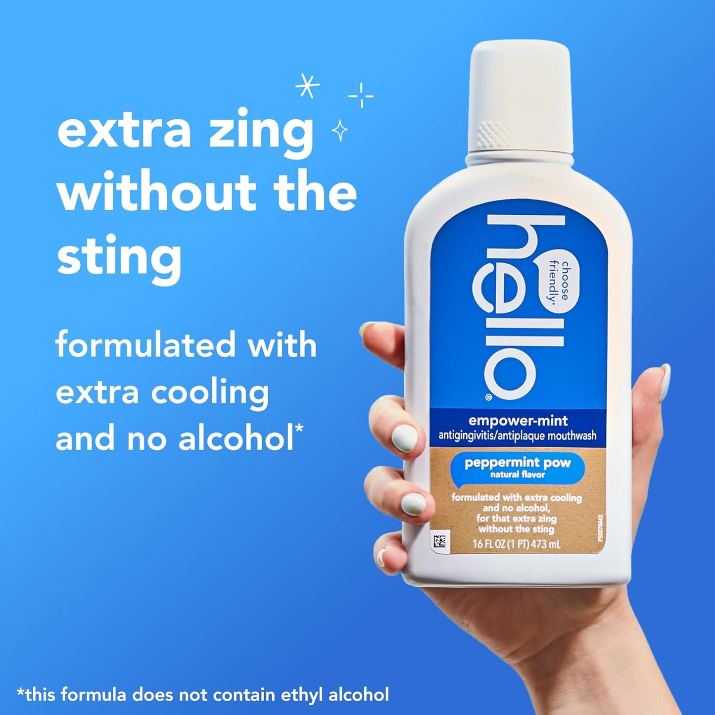 Hello Peace Out Plaque, Antigingivitis Alcohol Free Mouthwash, Natural Mint with Aloe Vera and Coconut Oil, Fluoride Free, Vegan, SLS Free and Gluten Free, 16 Ounce (Pack of 3)