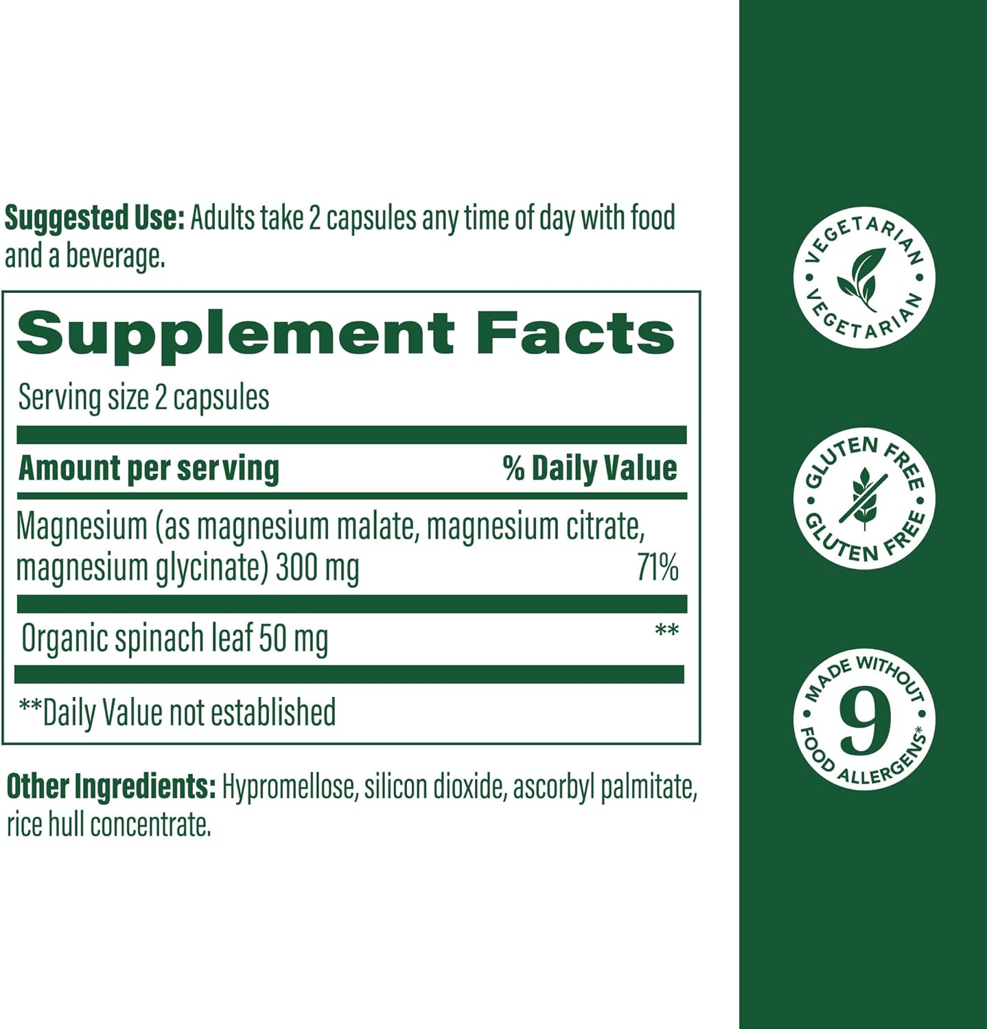 MegaFood Magnesium 300 mg - Highly absorbable Blend of Magnesium Glycinate, Magnesium Citrate & Magnesium Malate to Help Support Heart, Nerve Health and Relaxation - 120 Capsules (60 Servings)