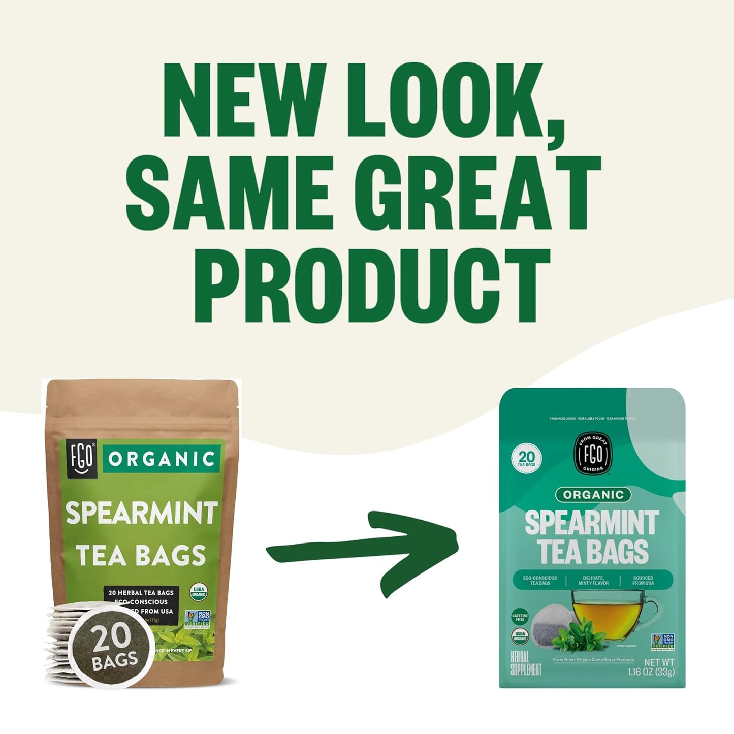 FGO Organic Nettle Leaf Tea, 100 Count, Eco-Conscious Tea Bags, Caffeine Free, Resealable Bag, Packaging May Vary (Pack of 1)