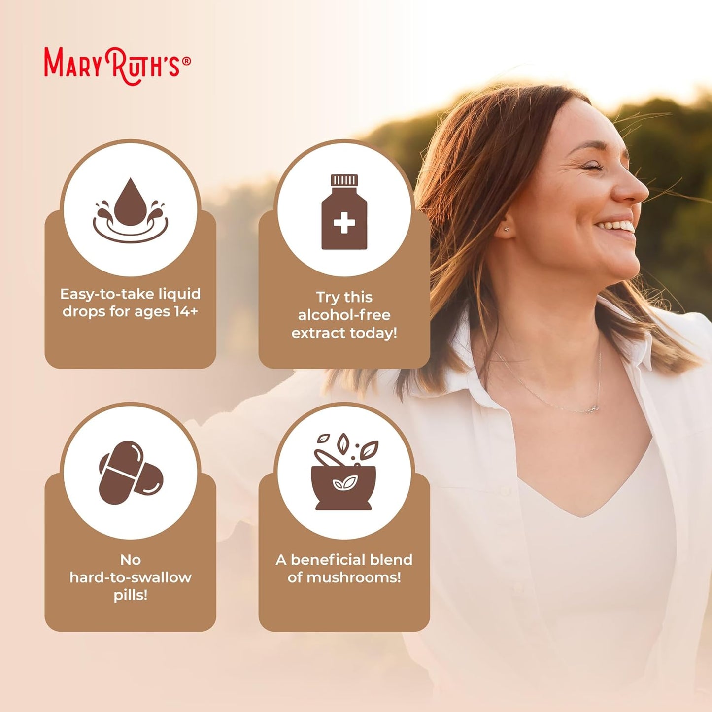 MaryRuth Organics USDA Mushroom Complex | Herbal Liquid Drops | Supplement | Lion's Mane | Reishi Mushroom | Shiitake Mushrooms | Non-GMO | Vegan | Alcohol Free Tincture | 30 Servings