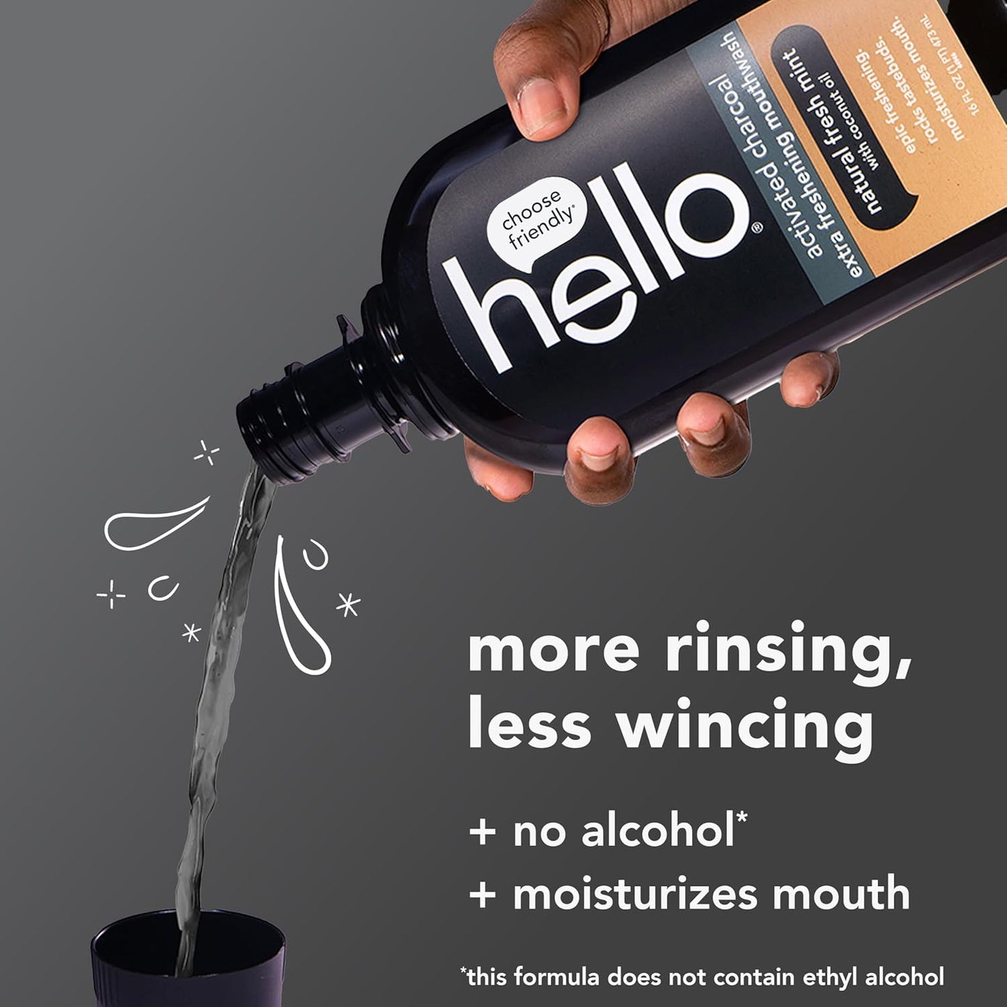 Hello Peace Out Plaque, Antigingivitis Alcohol Free Mouthwash, Natural Mint with Aloe Vera and Coconut Oil, Fluoride Free, Vegan, SLS Free and Gluten Free, 16 Ounce (Pack of 3)