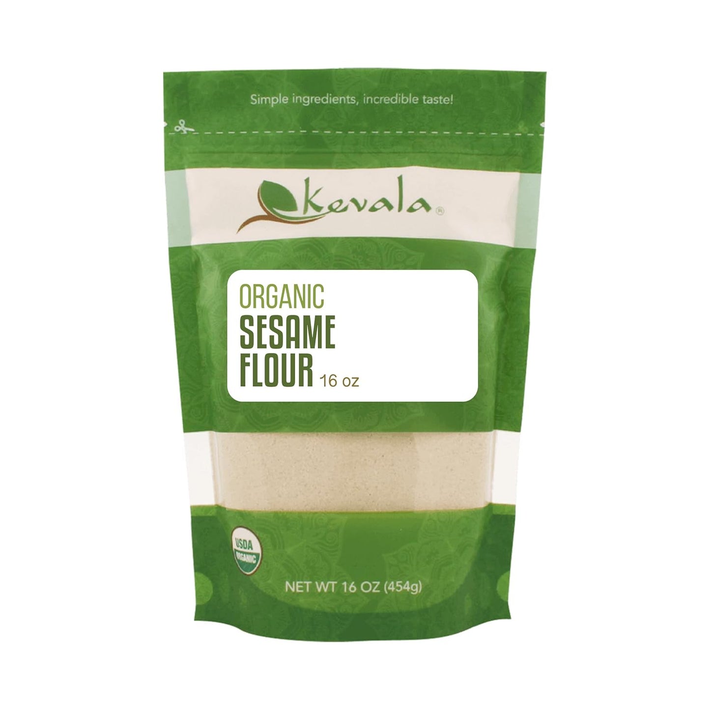 Kevala Organic Sesame Flour - 16 oz – 1 LB – Gluten Free – Sesame Seeds Organic – Vegan Flour – Raw Unhulled Seeds