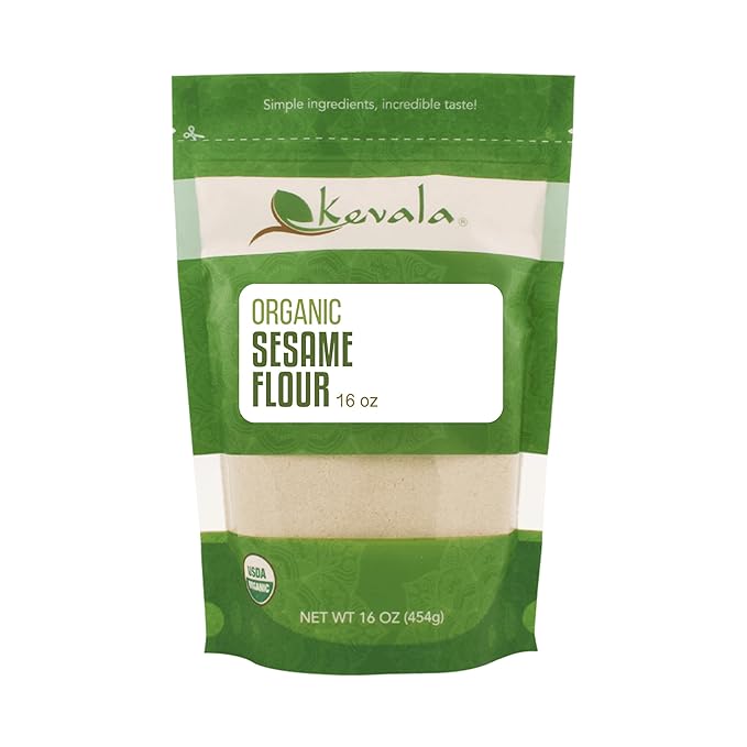 Kevala Organic Sesame Flour - 16 oz – 1 LB – Gluten Free – Sesame Seeds Organic – Vegan Flour – Raw Unhulled Seeds